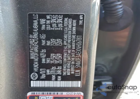 2022 Hyundai Tucson Sel z USA, uszkodzony, nr VIN 5NMJF3AEXNH067811